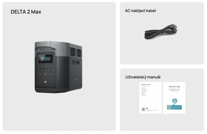 EcoFlow - DELTA 2 Max - bateriová stanice obsah balení